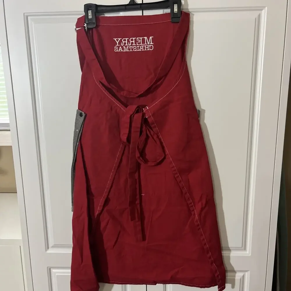 Custom Made Kitchen Apron With Embroidery & Removable Towel Washable Christmas
